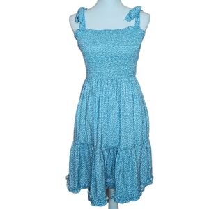 Romanstii Women's Mini Dress Strappy Backless Pleated Flare Ruffle Polka Dot